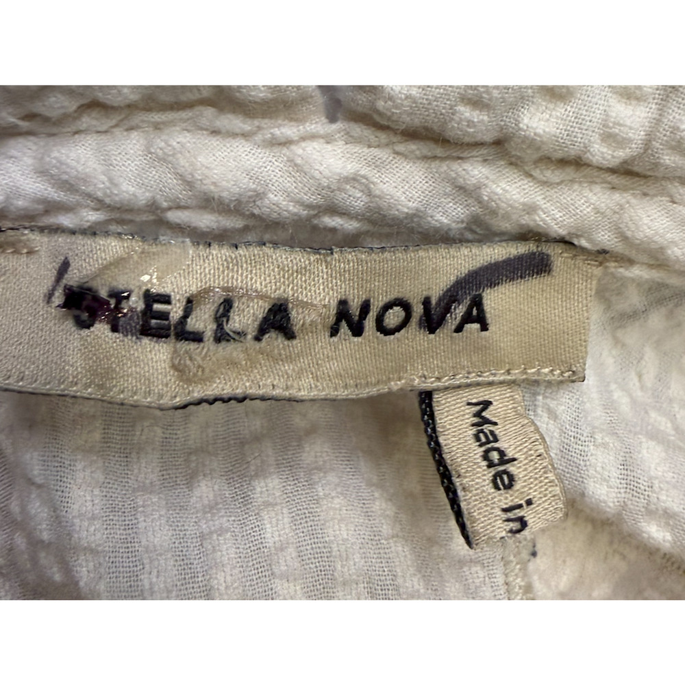 STELLA NOVA IVORY CIRCUS PRINTED APPLIQUE COTTON-SEERSUCKER MIDI DRESS SZ M US 8 - Picture 16 of 16